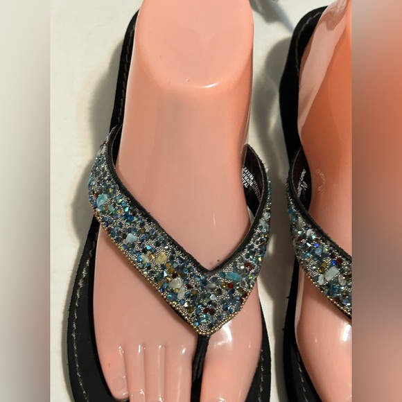 Sparkling Black Women's Sandals - Picture 3 of 8